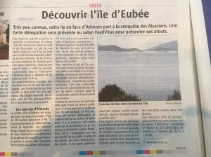 Άρθρο για την Εύβοια στην γαλλική Εφημερίδα l’ Alsace