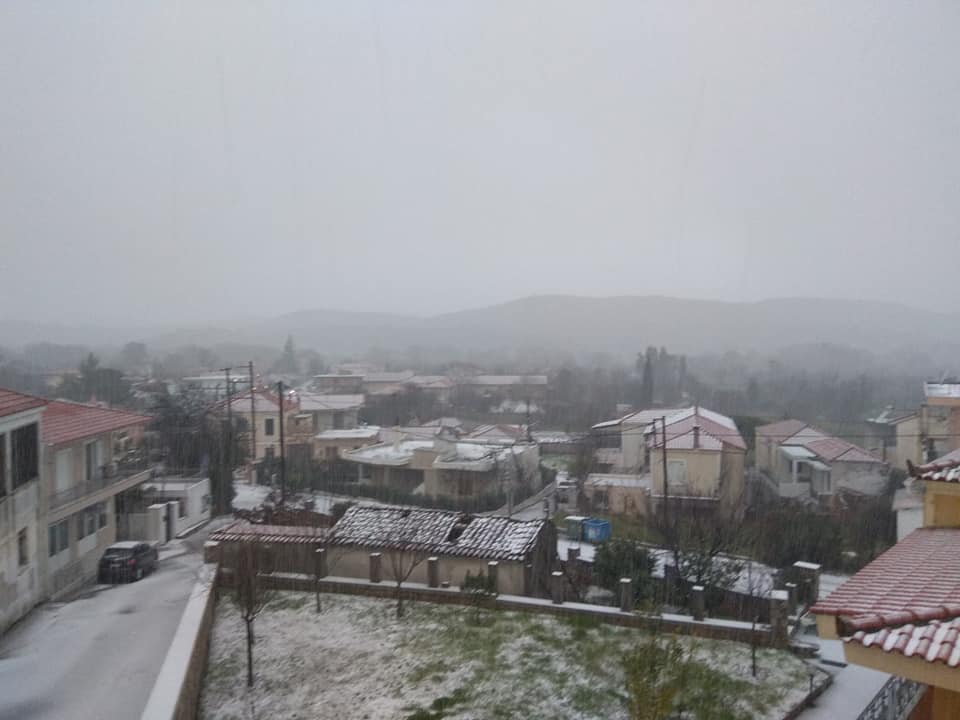 Τώρα-Ξεκίνησε να χιονίζει στο Αυλωνάρι-ΦΩΤΟ