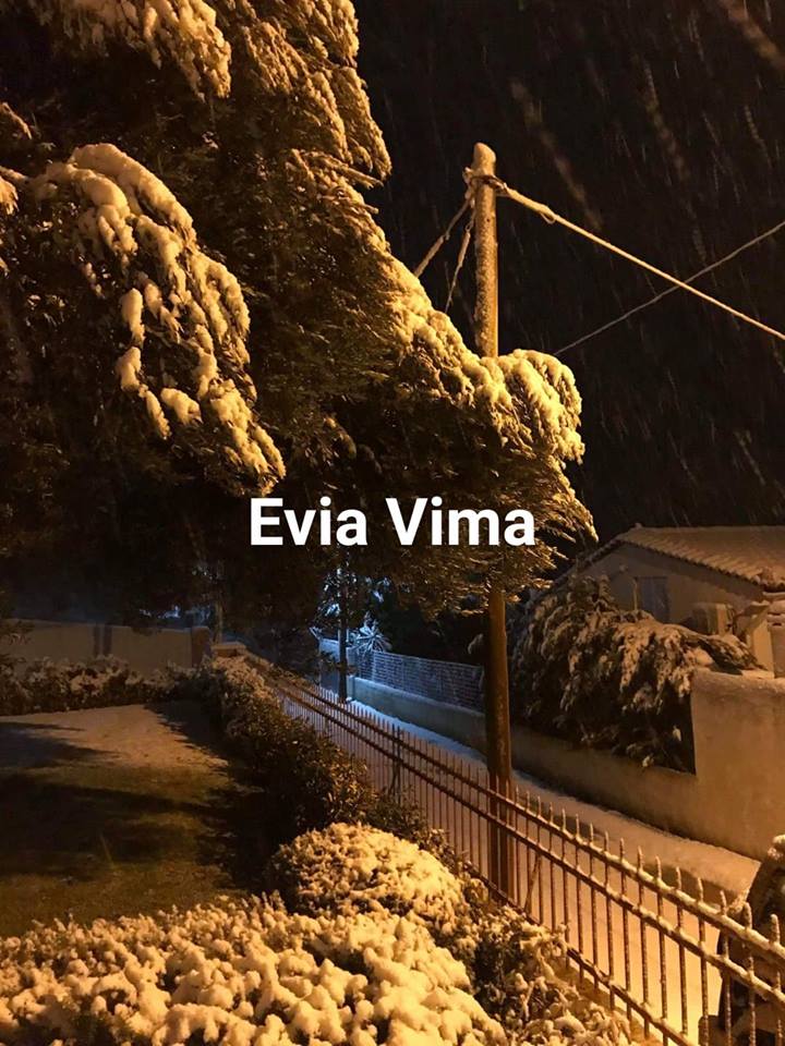 Πυκνό χιόνι πέφτει στην Ερέτρια-ΦΩΤΟ&ΒΙΝΤΕΟ