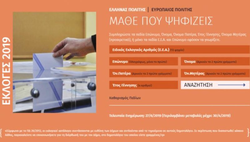 Βουλευτικές εκλογές 2019: Αλλαγές στα εκλογικά τμήματα-Ελέγξτε πού ψηφίζετε