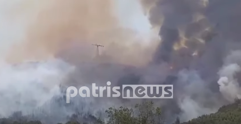 Ανεξέλεγκτη η φωτιά στην Ηλεία – Απειλεί χωριά