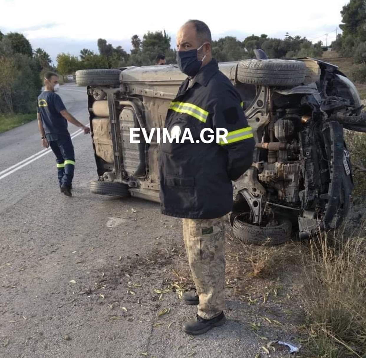 Ερέτρια Εύβοιας: Τροχαίο με ανατροπή οχήματος -Τραυματίστηκε ο οδηγός [εικόνες]