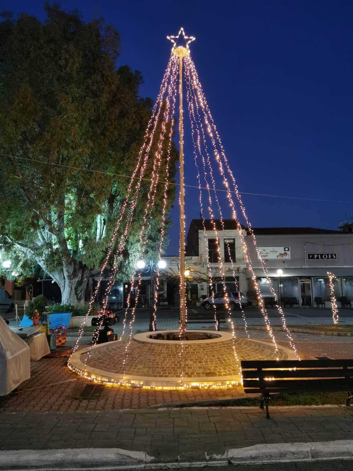 Το δέντρο του ΟΛΝΕ άναψε και πάλι στον Κάραβο μετά από αίτημα του Εμπορικού Συλλόγου Αλιβερίου [εικόνες]