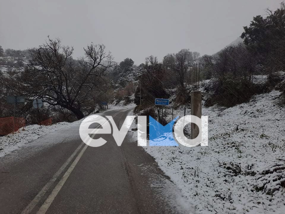 Καιρός: Η κακοκαιρία έντυσε στα λευκά και άλλη περιοχή της Εύβοιας