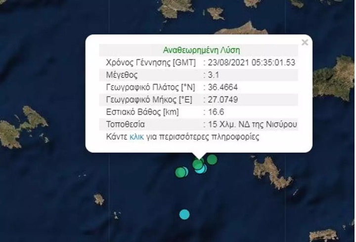 Σεισμός ξανά στη Νίσυρο