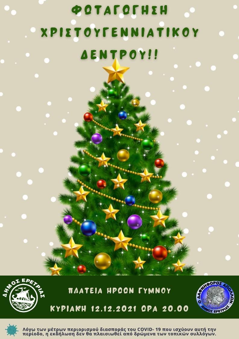 Ο Δήμος Ερέτριας ανάβει το Χριστουγεννιάτικο δέντρο στο Γυμνό