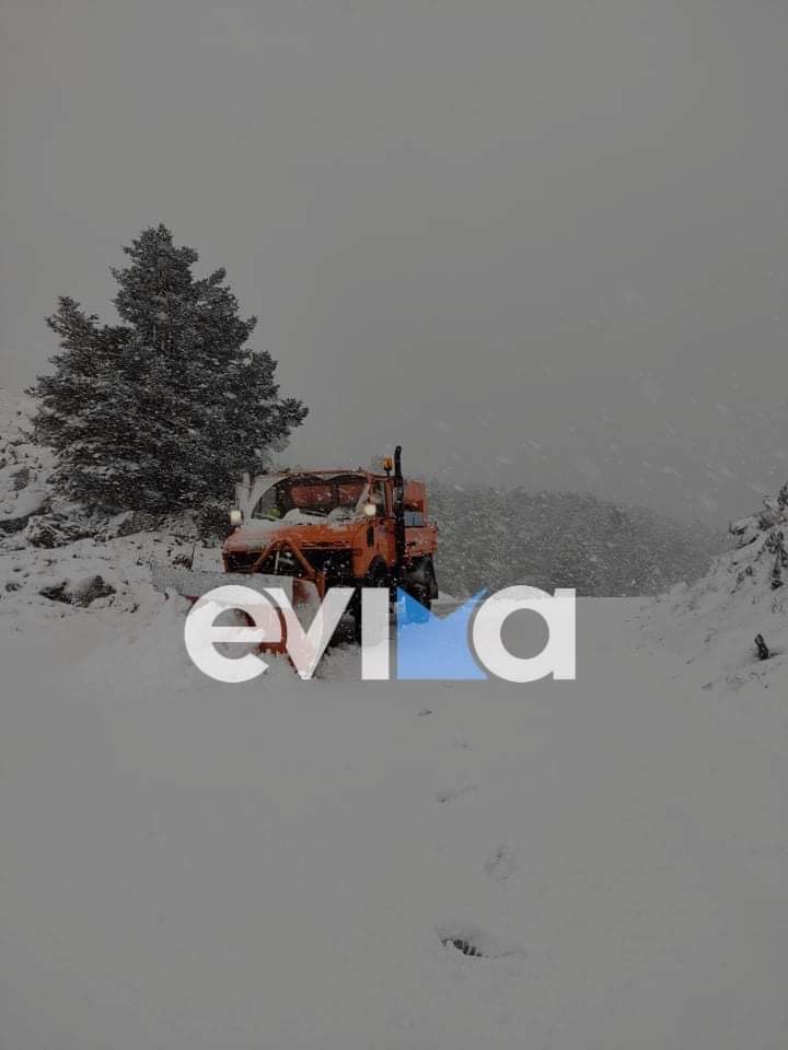 Κακοκαιρία Εύβοια: Χιονίζει ΤΩΡΑ στο Δήμο Διρφύων Μεσσαπίων (pics)