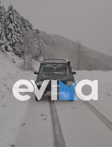 Κακοκαιρία: Το χιόνι κάλυψε τα πάντα στην Εύβοια – Στους δρόμους τα εκχιονιστικά μηχανήματα