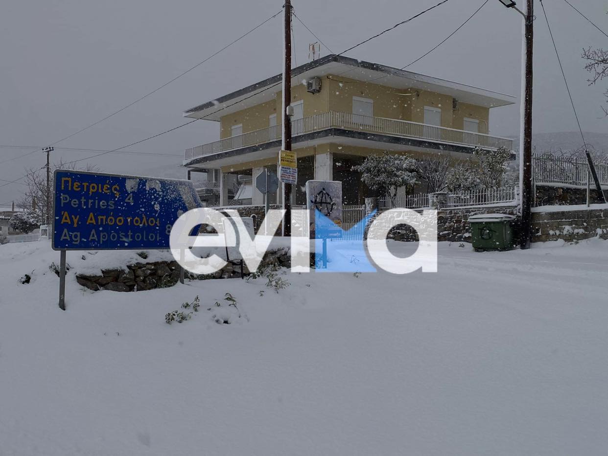 Καιρός τώρα: Χιονίζει σε όλη την Εύβοια και τη Σκύρο – Ποιοι δρόμοι είναι κλειστοί (pics&vid)