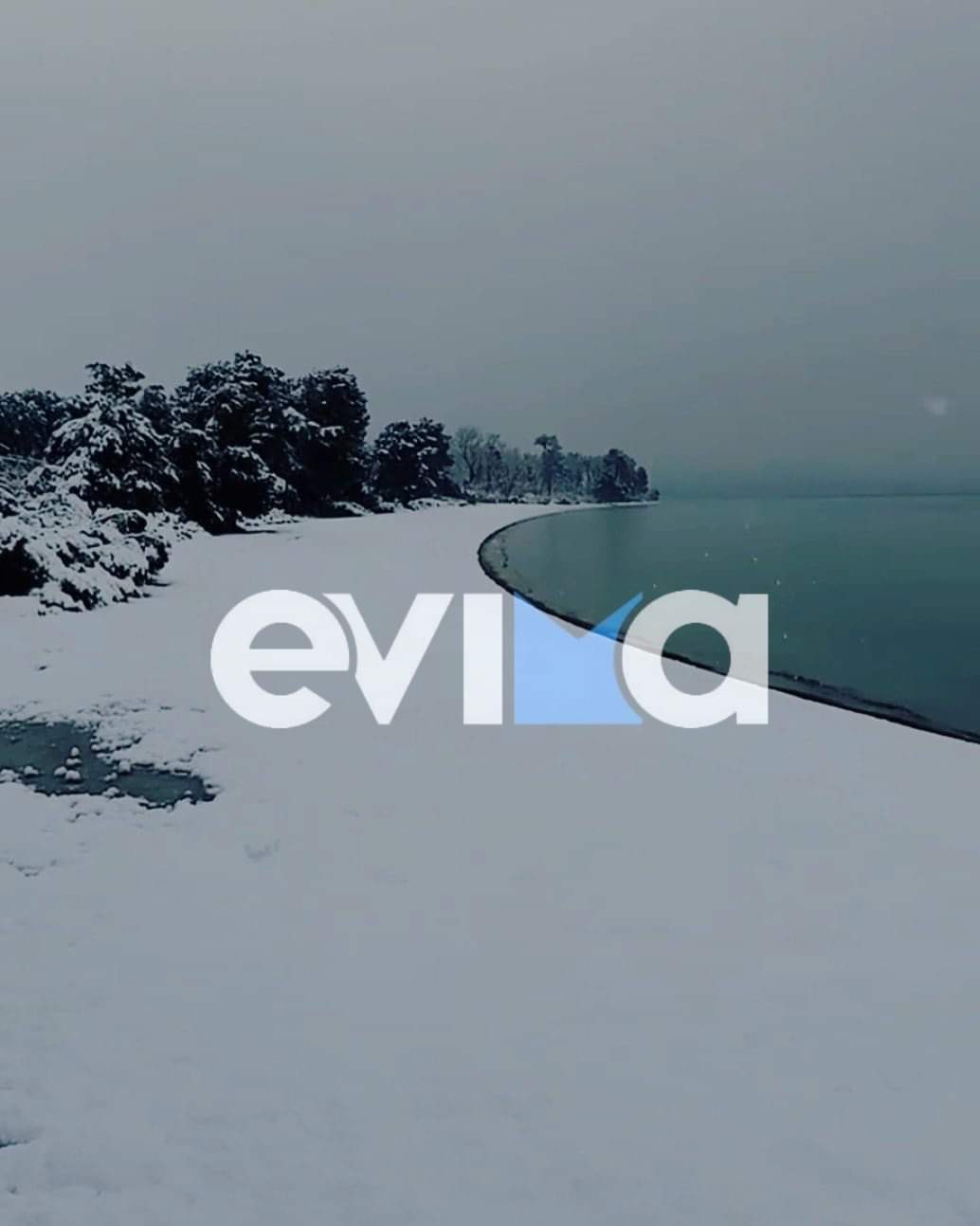 Κακοκαιρία «Φίλιππος»: Σφοδρή χιονόπτωση στην Εύβοια – Μέχρι το κύμα έφτασε το χιόνι (pics)