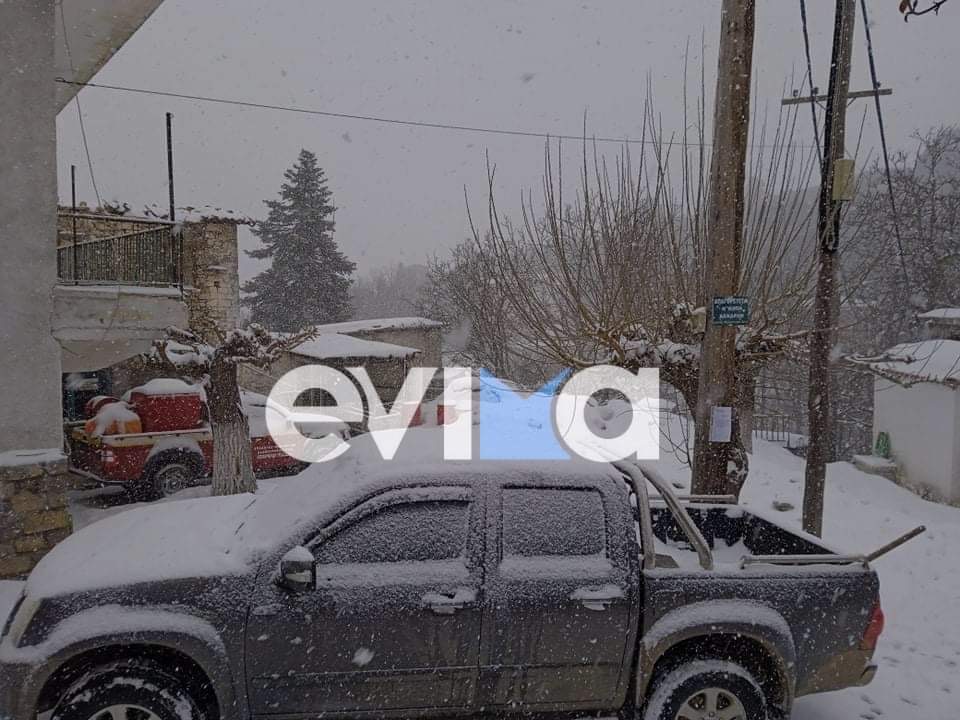 Καιρός – Εύβοια: Ψυχρή εισβολή με τσουχτερό κρύο και χιόνια στο Νομό – Που το έστρωσε (pics&vid)