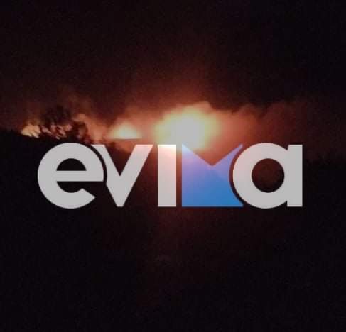 Εύβοια: Δύσκολη νύχτα για το Τραχήλι – Μεγάλη φωτιά προς το χωριό Κρεμαστό (pics)