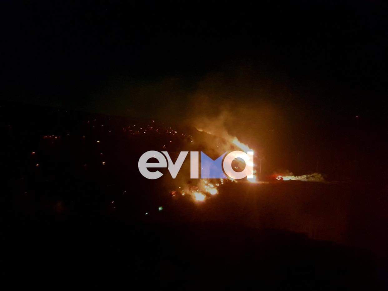 Εύβοια: Φωτιά στον Κάλαμο του Δήμου Κύμης Αλιβερίου – Πνέουν πολύ ισχυροί άνεμοι (pics)
