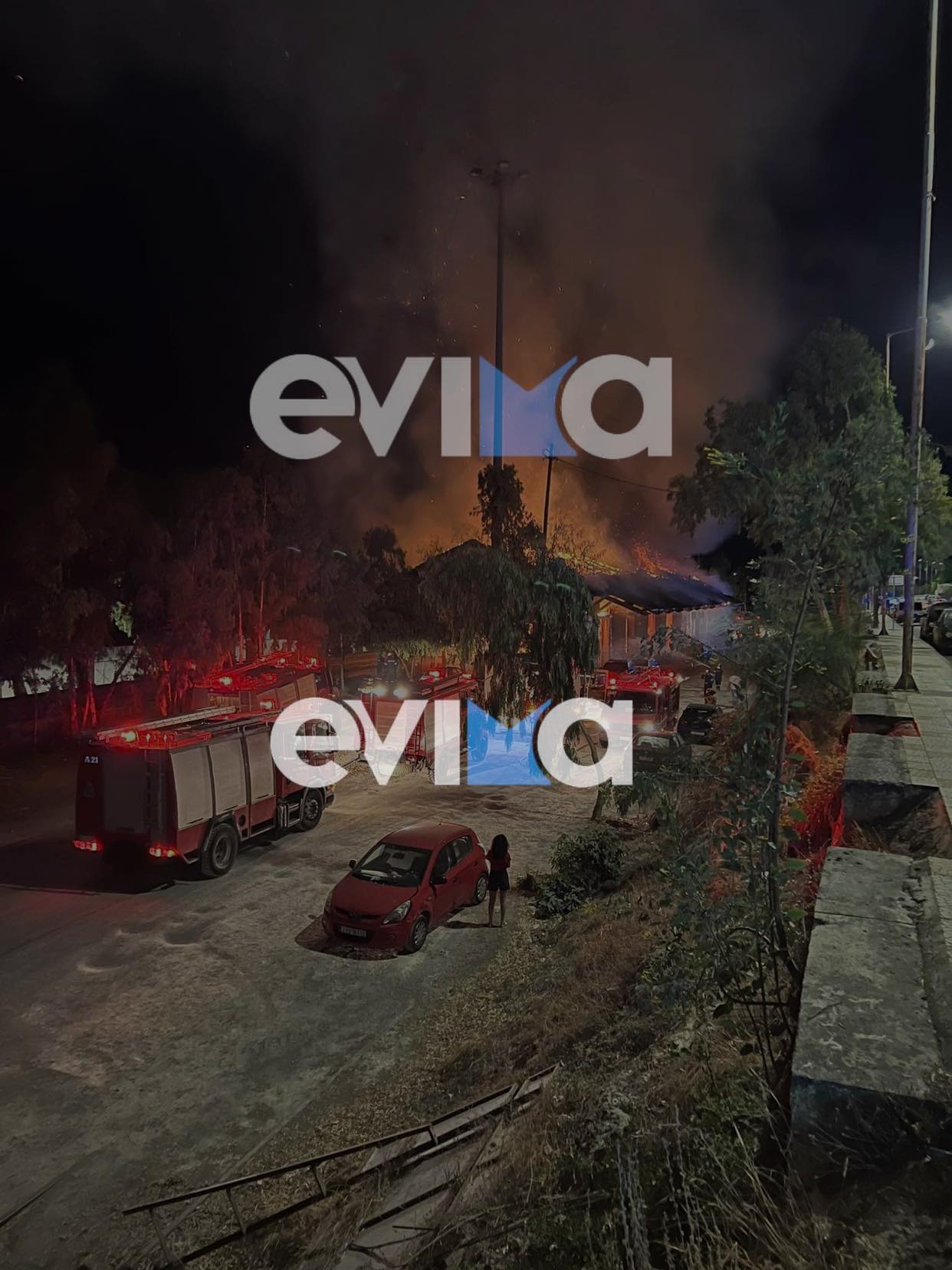 Νύχτα τρόμου στη Χαλκίδα – Στο «έλεος» της φωτιάς σταθμευμένα αυτοκίνητα