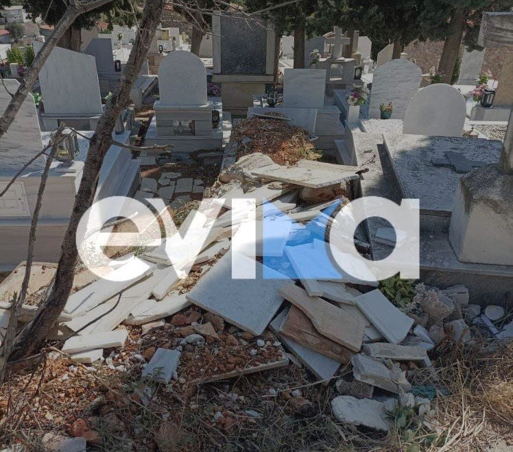 Εύβοια: Ασυνείδητοι κατέστρεψαν μνήματα ξανά στο νεκροταφείο του Αλιβερίου