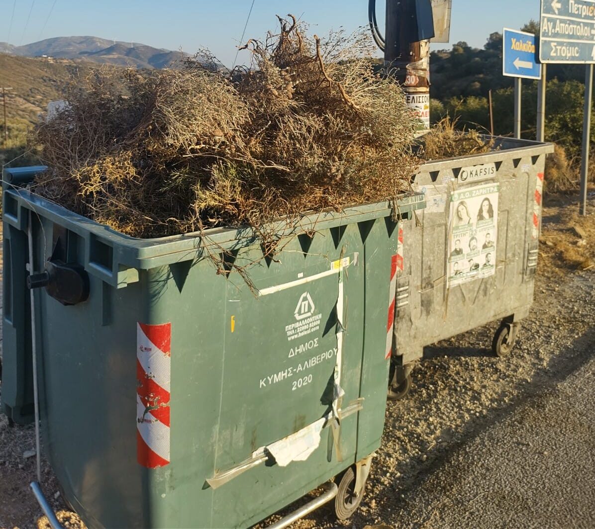 Εύβοια: Ασυνείδητοι γεμίζουν τους κάδους απορριμμάτων με ξερόκλαδα και χώματα