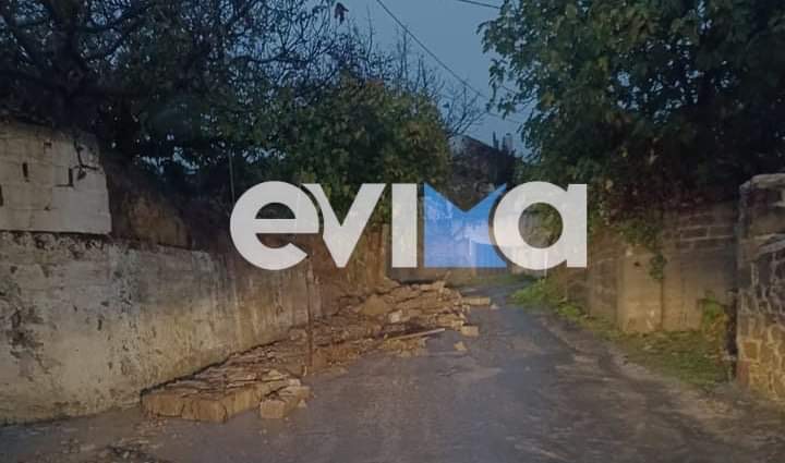Κακοκαιρία Άριελ: Κατέρρευσαν τοιχία, εγκλωβίστηκαν οχήματα, πλημμύρισαν δρόμοι στην Εύβοια (pics)