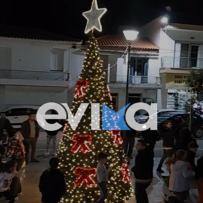 Εύβοια: Λαμπερή η φωταγώγηση του Χριστουγεννιάτικου δέντρου στα Κριεζά