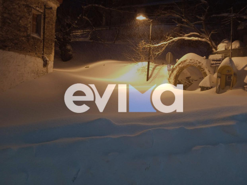 Καιρός Εύβοια: Η Μπάρμπαρα «έθαψε» τη Σέτα- Πάνω από 1.5 μέτρο το χιόνι