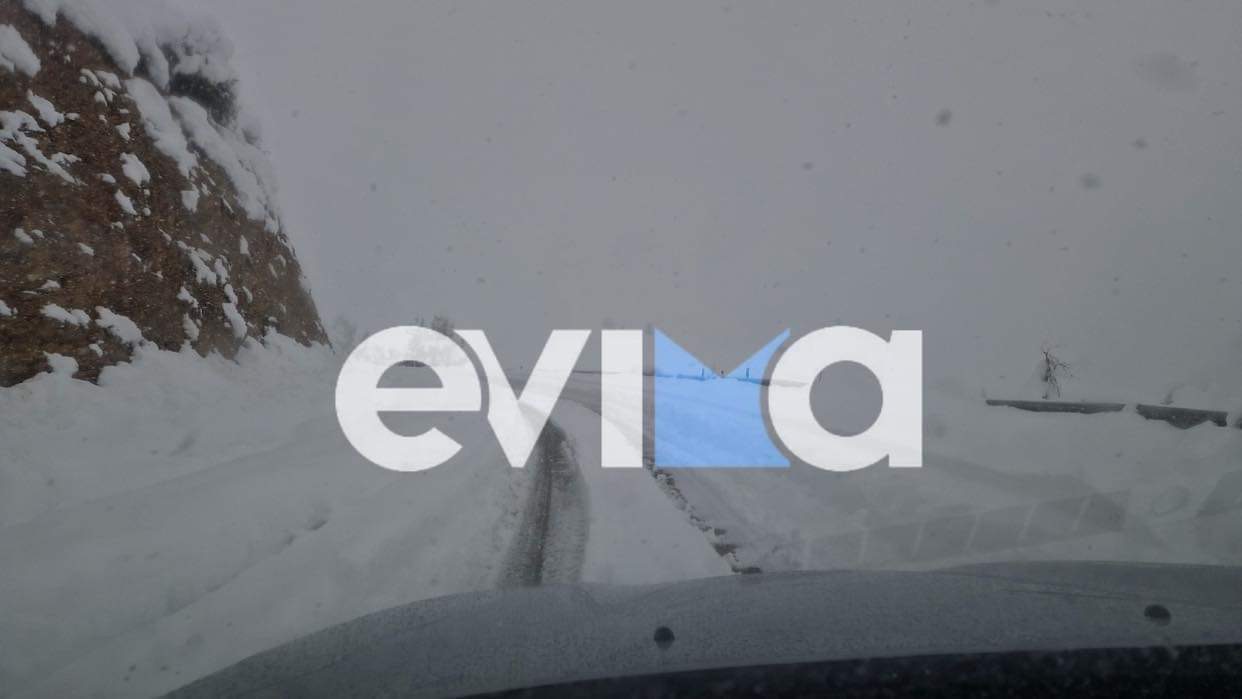 Εύβοια – Κακοκαιρία Μπάρμπαρα: Προσοχή στο Γέροντα Ερέτριας – Μεγάλος όγκος χιονιού στο δρόμο