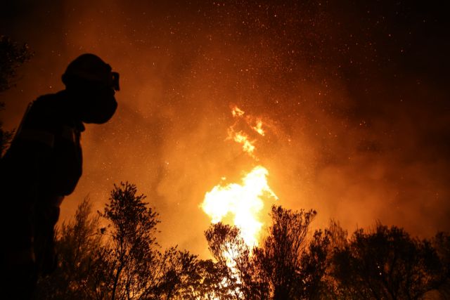 Μεγάλη φωτιά σε πευκόφυτη περιοχή στη Φθιώτιδα – Πνέουν άνεμοι 6 μποφόρ
