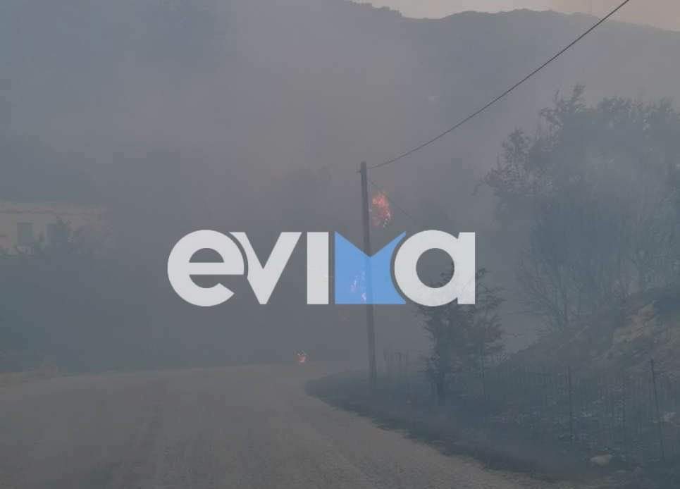 Φωτιά στην Κάρυστο: Εκκενώθηκε κι άλλο χωριό – Πνέουν ισχυροί άνεμοι – Οι πρώτες εικόνες με το ξημέρωμα