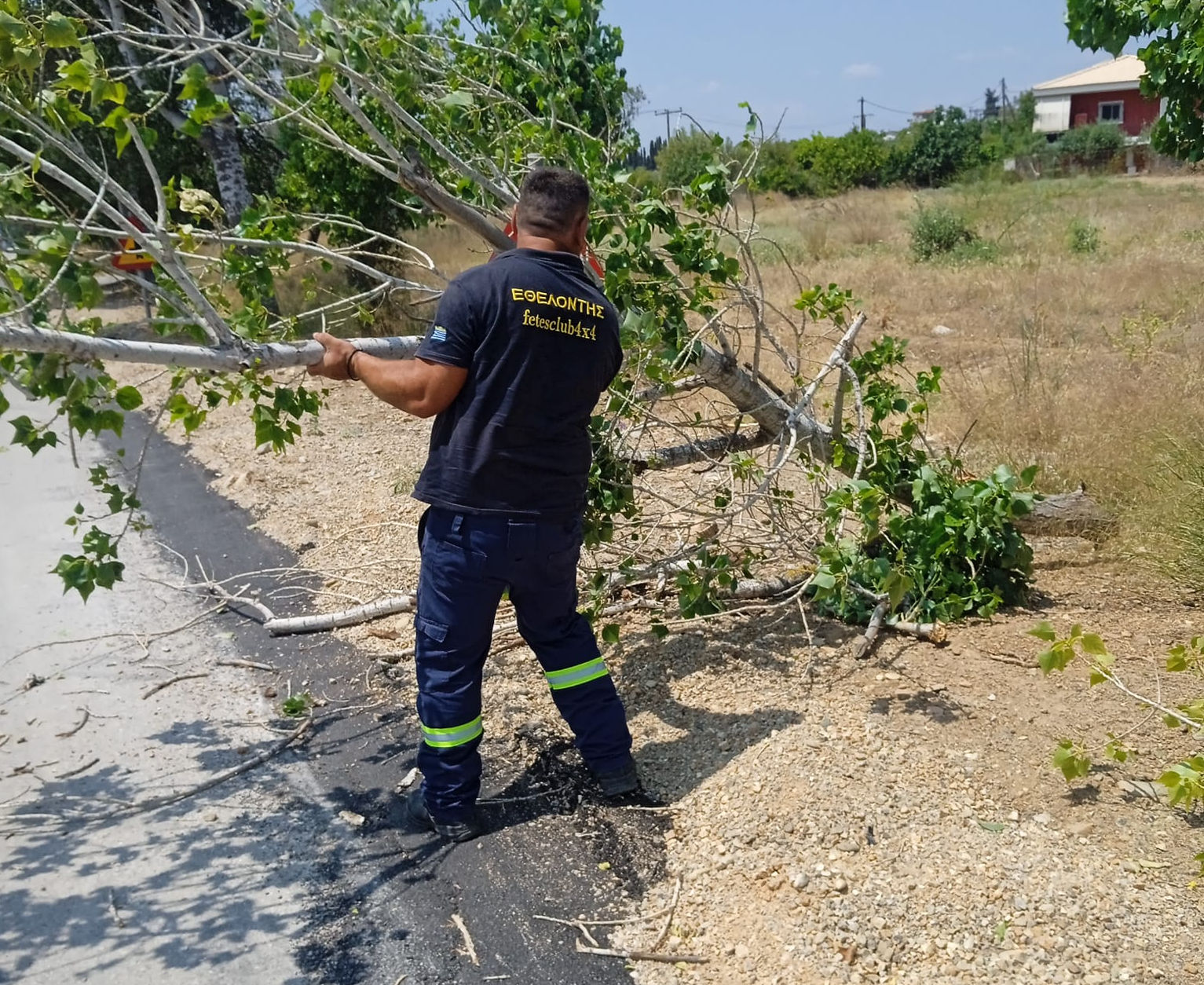 Εύβοια: Εθελοντές καθάρισαν δρόμο από σπασμένα κλαδιά