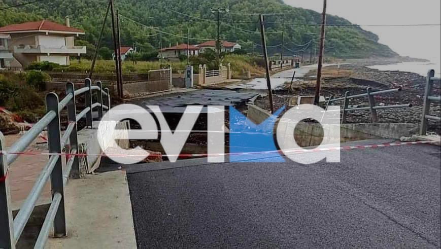 Η Κακοκαιρία Daniel «σάρωσε» την Εύβοια: Κόπηκε στα δύο η νεοανεγερθείσα γέφυρα στο Πήλι
