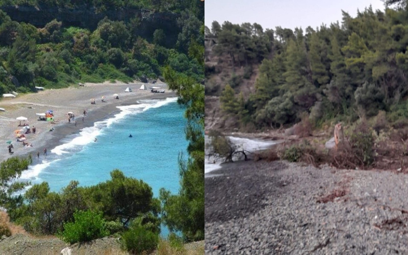 Εύβοια: Καταστράφηκε πανέμορφη παραλία από την κακοκαιρία Daniel