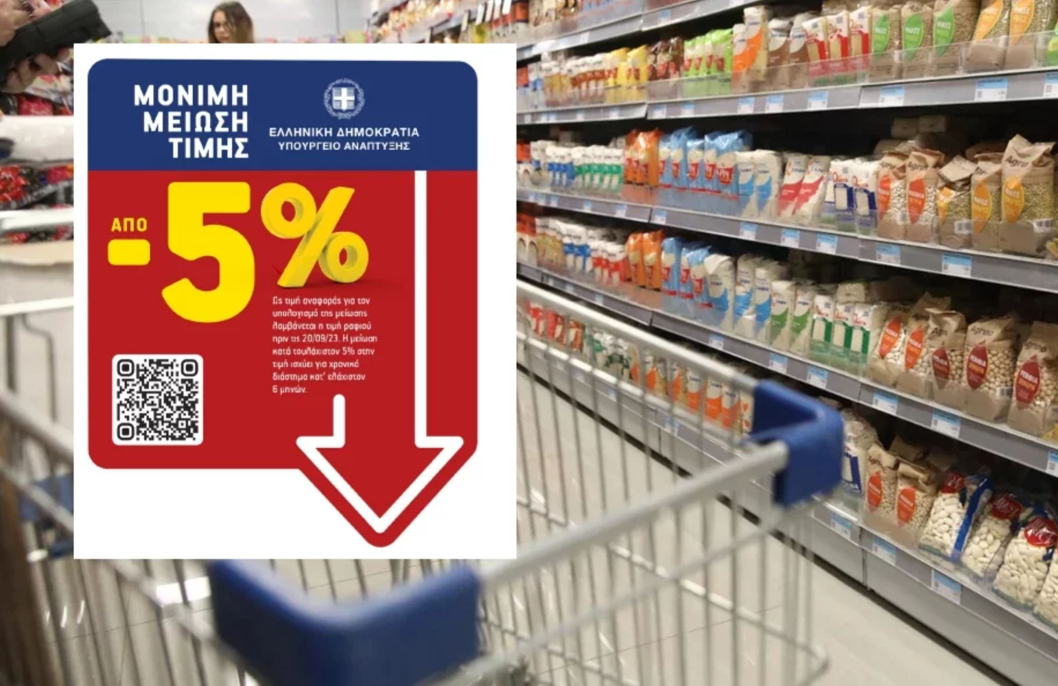 Από σήμερα στα ράφια των σούπερ μάρκετ η ειδική σήμανση για όσα προϊόντα έχουν έκπτωση 5%