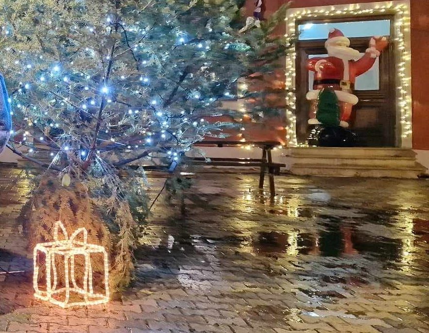 Εύβοια: Στόλισαν το Χριστουγεννιάτικο δέντρο υπό βροχή και έφαγαν και….λουκουμάδες! (εικόνες)