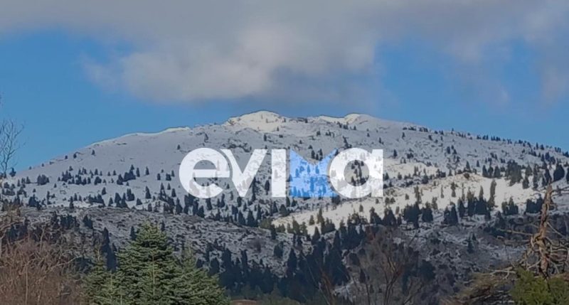 Εύβοια: Χιόνια και στη Σέτα – «Άσπρισε» το βουνό