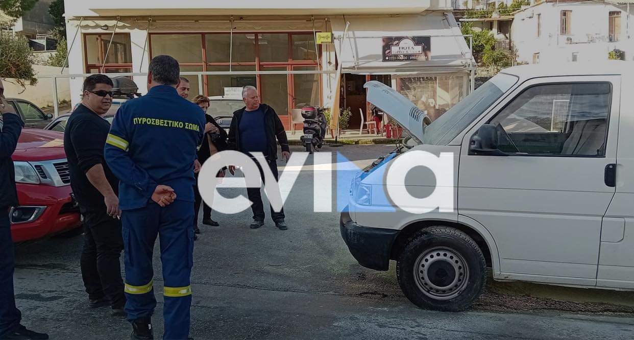 Εύβοια: Φωτιά άρπαξε η μηχανή σε φορτηγάκι (pics)