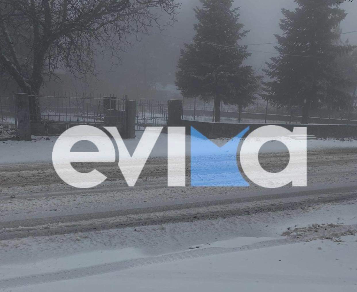 Χιόνια στην Εύβοια: Στα λευκά ο Άγιος – Παραμυθένιες εικόνες