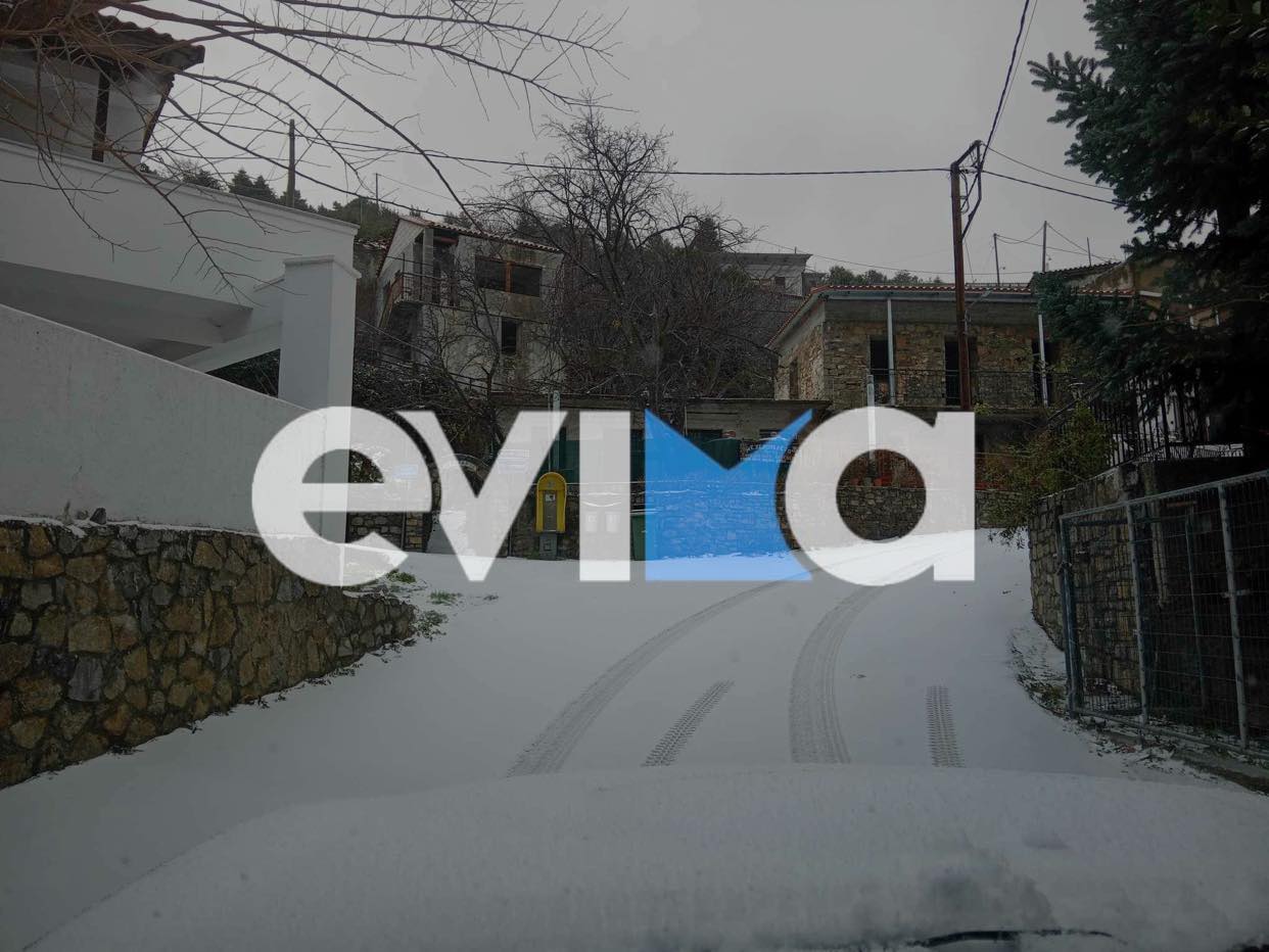 Χιόνια στην Εύβοια: Μαγικές εικόνες και βίντεο – Στα λευκά τα χωριά