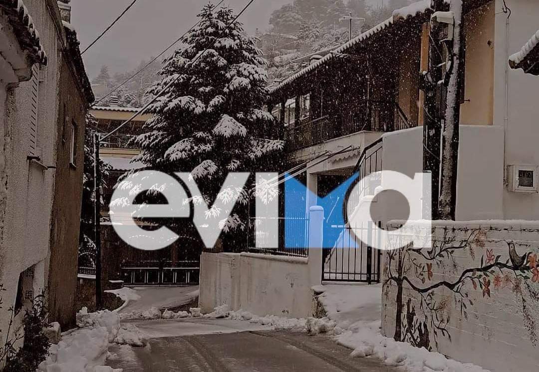 Κλειστοί δρόμοι στην Εύβοια από τα χιόνια – Μαγικές εικόνες από τα χιονισμένα χωριά (vid)