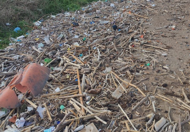 Εύβοια: Εθελόντρια πασχίζει να καθαρίσει παραλία που κάποιοι έκαναν σκουπιδότοπο