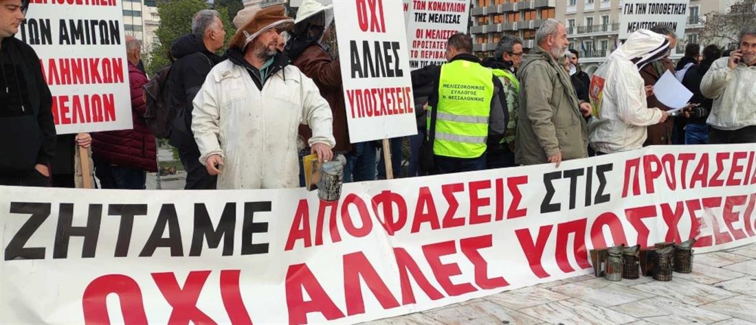 Διαμαρτύρονται στο Σύνταγμα οι μελισσοκόμοι