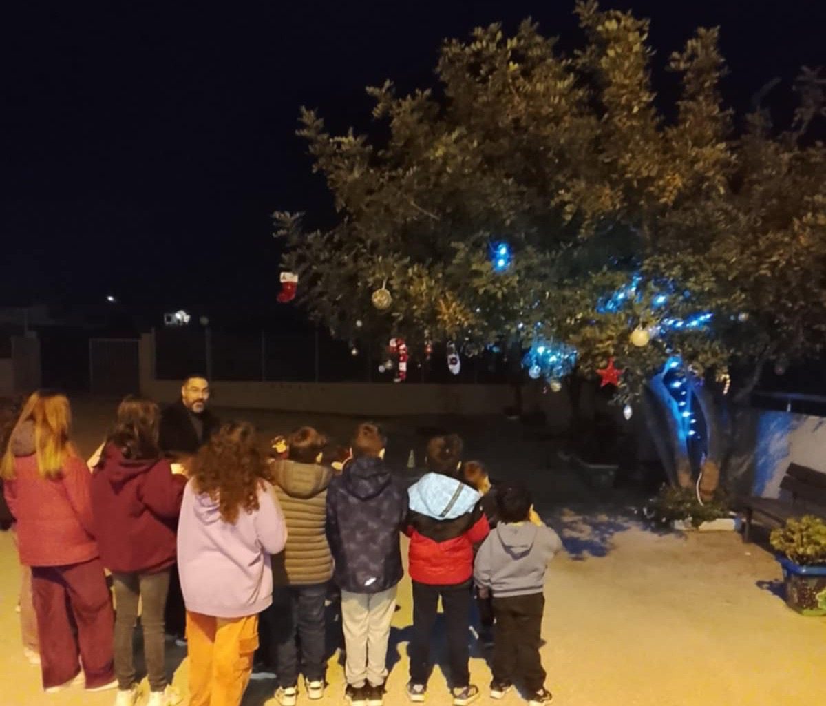 Χριστούγεννα στην Εύβοια: Μαθητές μαζί με ιερέα άναψαν το δέντρο στον Πάλιουρα