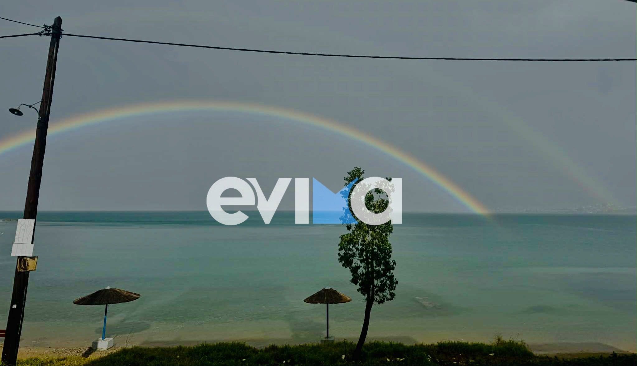 Μοναδικό θέαμα στην Εύβοια: Διπλό ουράνιο τόξο μετά τη βροχή (pics&vid)