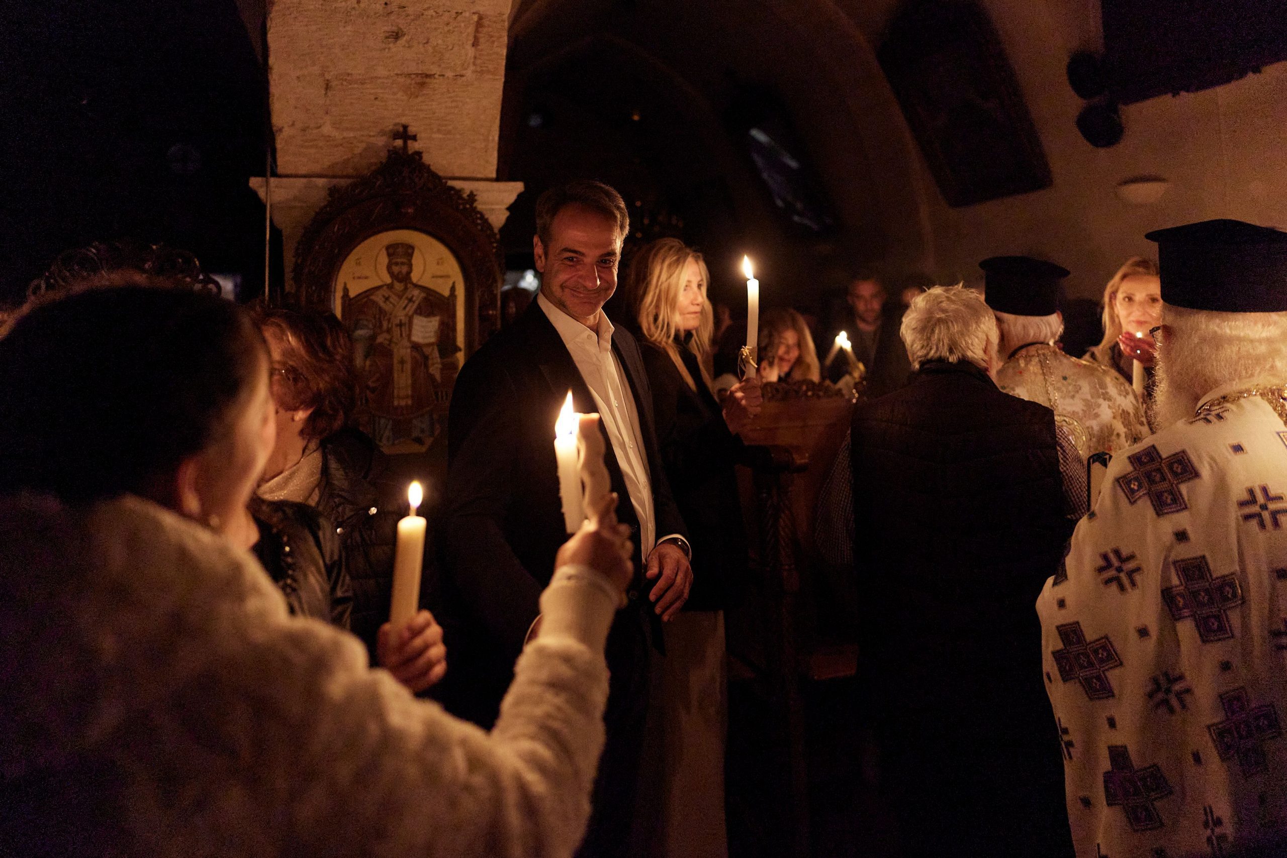 Ανάσταση στην Ιερά Μονή Αγίου Ιωάννη Προδρόμου Κορακιών, έκανε ο Μητσοτάκης
