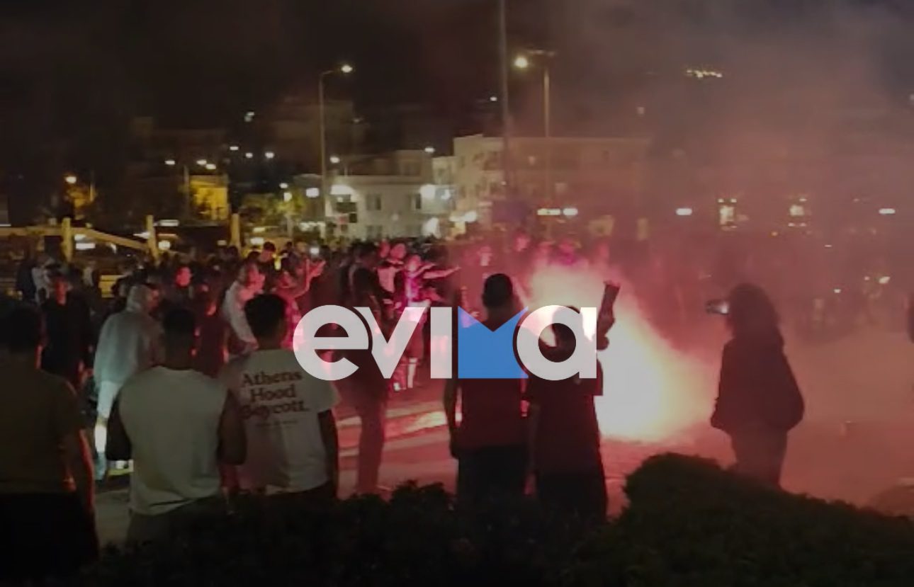 Ερυθρόλευκο πάρτι στην Εύβοια μετά τη στέψη του Ολυμπιακού! Βεγγαλικά έκαναν τη νύχτα μέρα (vid)