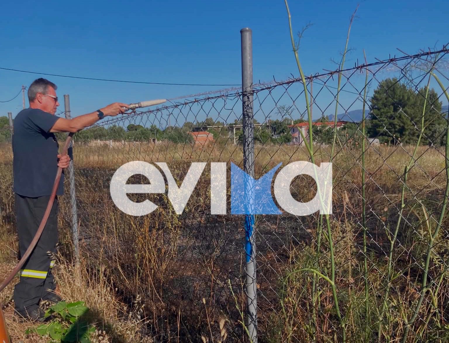 Φωτιά κοντά σε γήπεδο και κατοικίες στην Εύβοια – Εθελοντές και πυροσβέστες πρόλαβαν τα χειρότερα