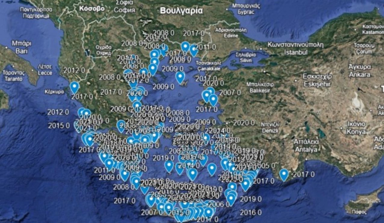 Χάρτης δείχνει live σε ποιες παραλίες της Εύβοιας υπάρχουν λαγοκέφαλοι