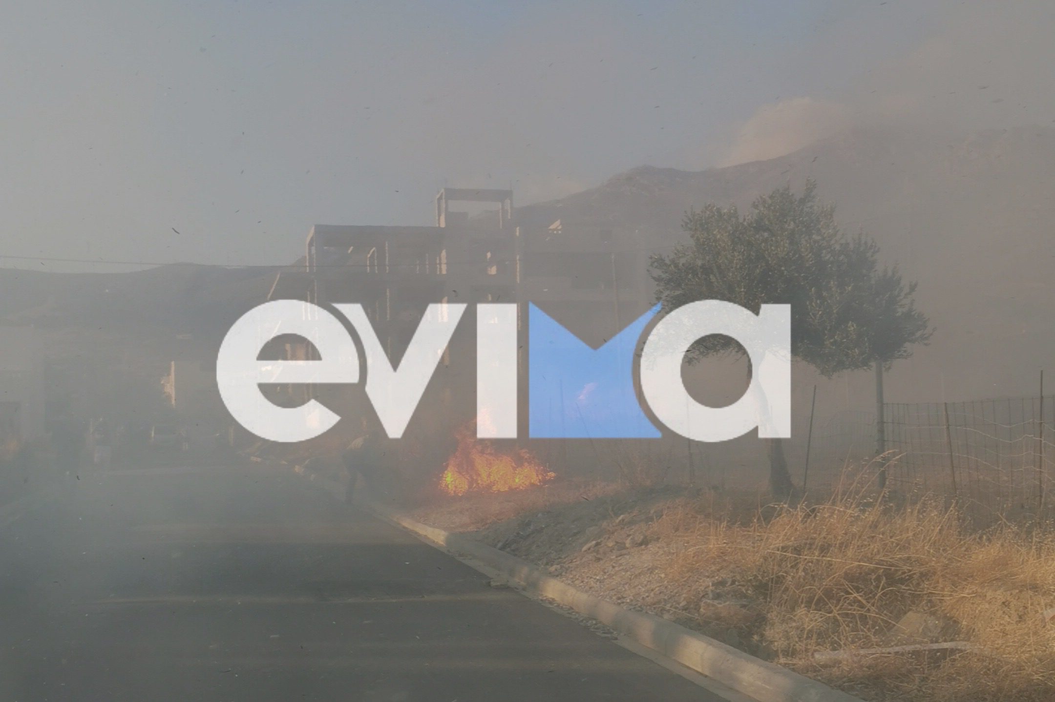 Μεγάλη φωτιά στην Κάρυστο κοντά σε σπίτια