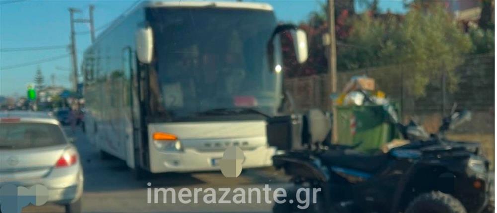 Σύγκρουση τουριστικού λεωφορείου με γουρούνα στον Λαγανά