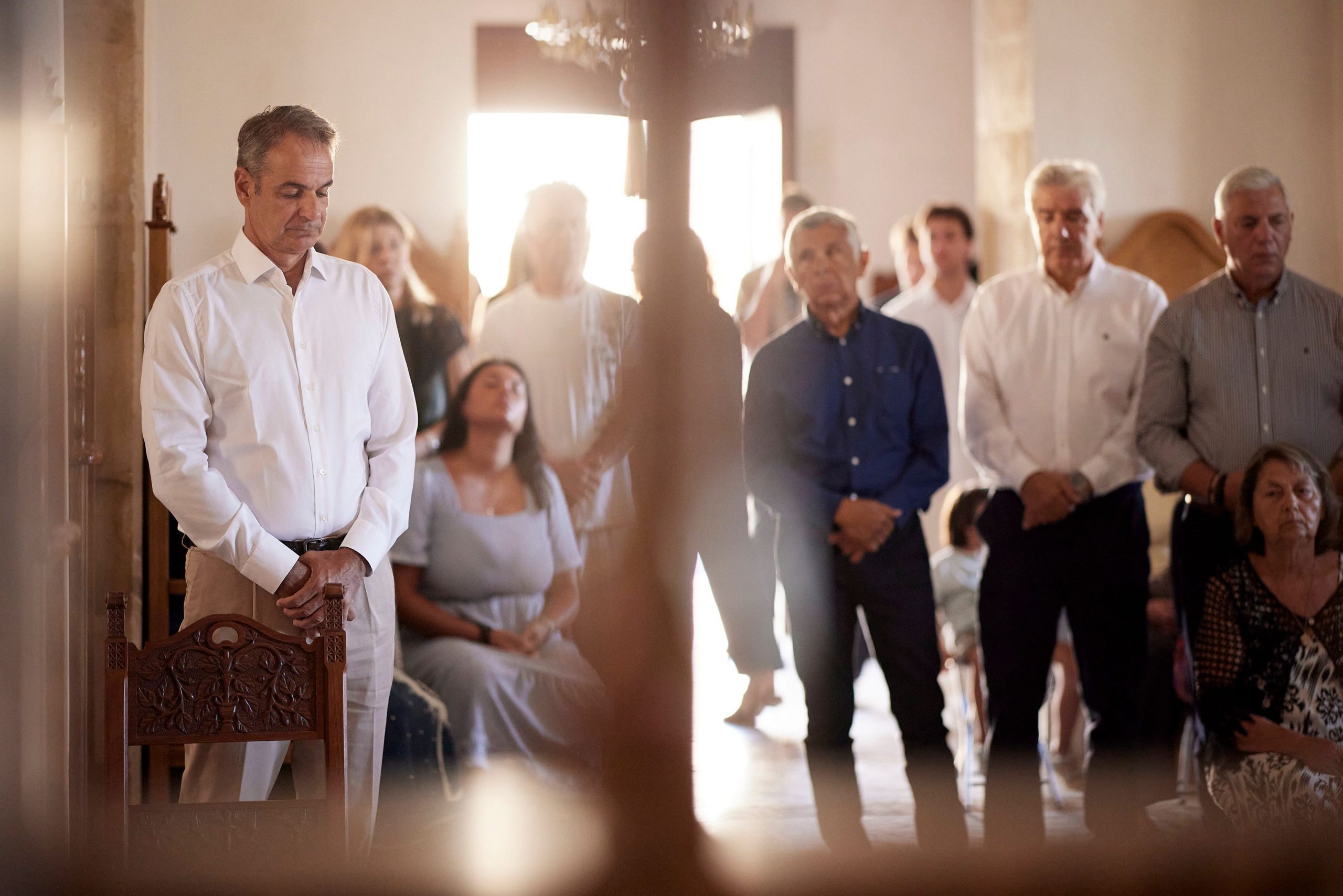Στην Ιερά Μονή Μεταμορφώσεως του Σωτήρος Χανίων παρακολούθησε τη Θεία Λειτουργία ο Κυριάκος Μητσοτάκης