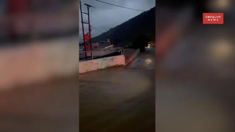 Σοβαρά προβλήματα από την κακοκαιρία στην Κρήτη: Ξεχείλισε ποταμός στα Ζωνιανά – Βίντεο